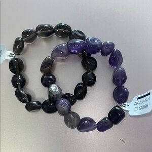 NWT Free People Purple and Gray Stone Bracelet Set